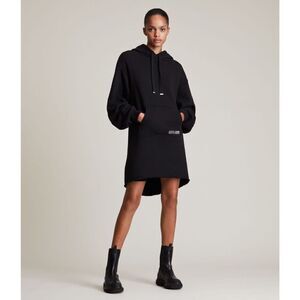 All Saints Black Hoodie Dress